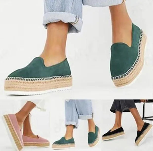 Flat Shoes with Thick Platform and Jute Sole