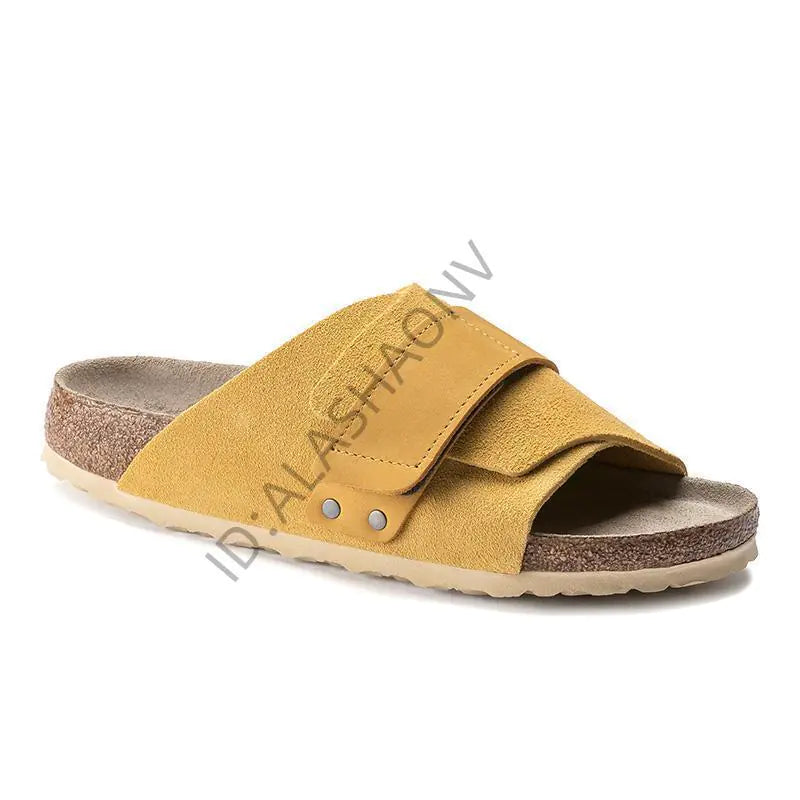 Full Leather Cork Sole Slip-On Sandals