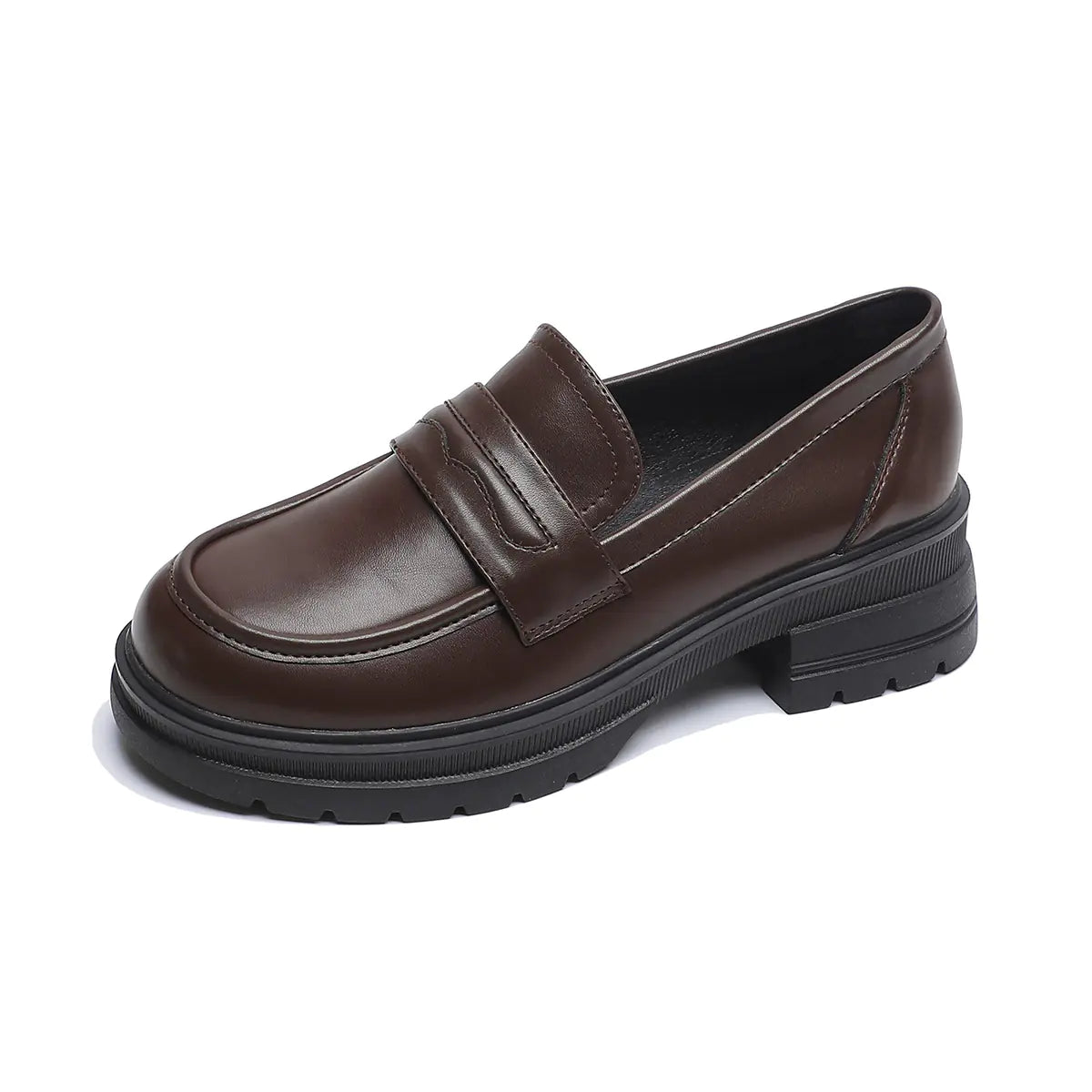 Thick Sole Loafers Retro Leather Shoes