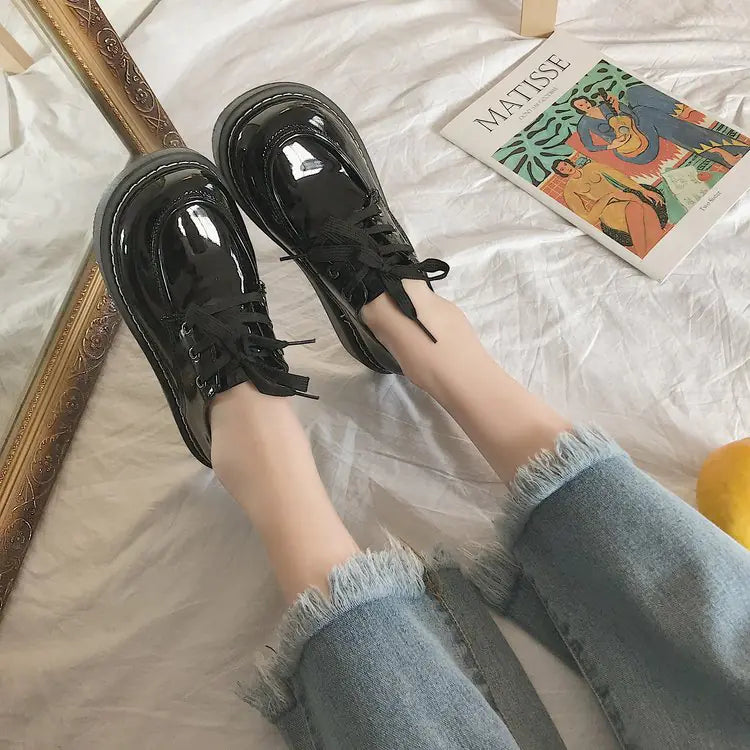 Retro Style Korean Schoolgirl Platform Shoes