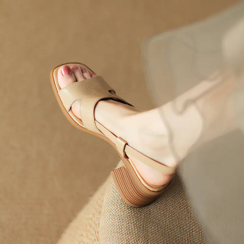 Minimalist Women's Open-Toe Chunky Heel