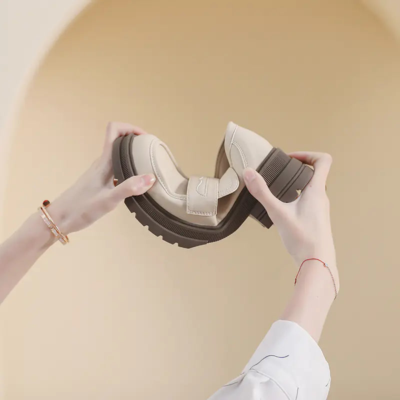 Thick Sole Loafers Retro Leather Shoes