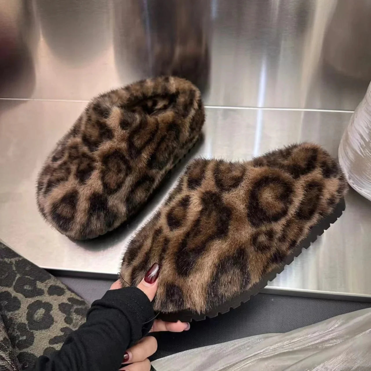 Retro Fleece-Lined Platform Shoes