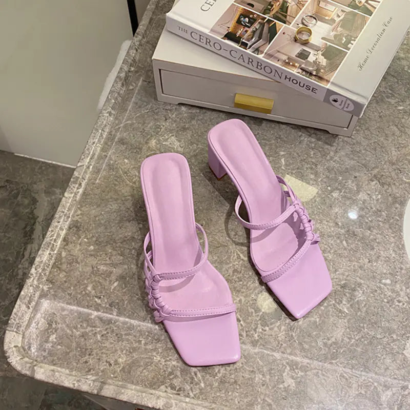 Braided High-Heel Sandals