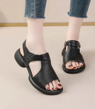 Low Heel Peep Toe Sandals