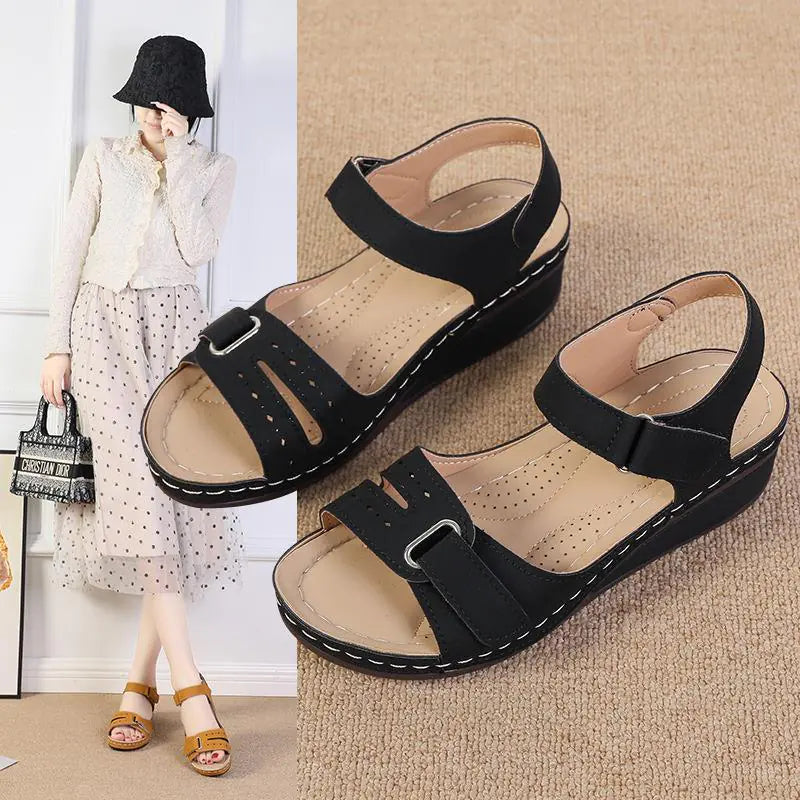 Platform Sandals with Velcro Strap