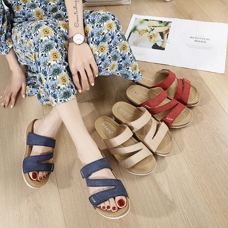 Thick-Soled Women's Shoes with Simple Velcro Design