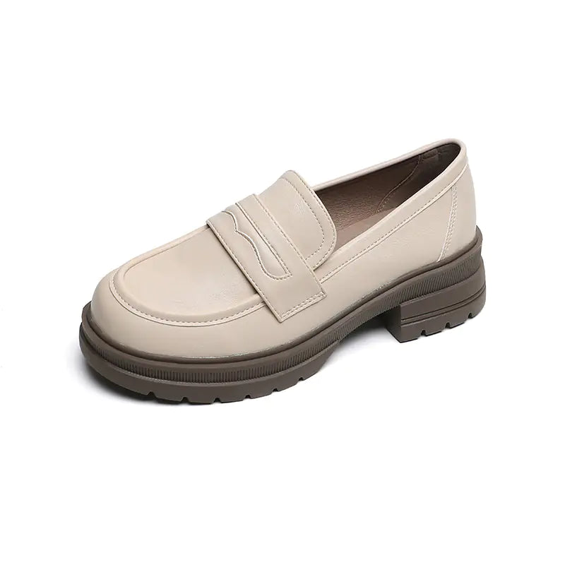Thick Sole Loafers Retro Leather Shoes