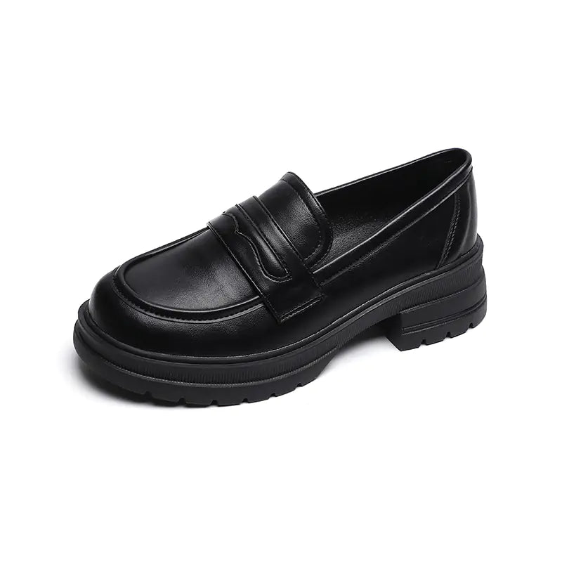 Thick Sole Loafers Retro Leather Shoes