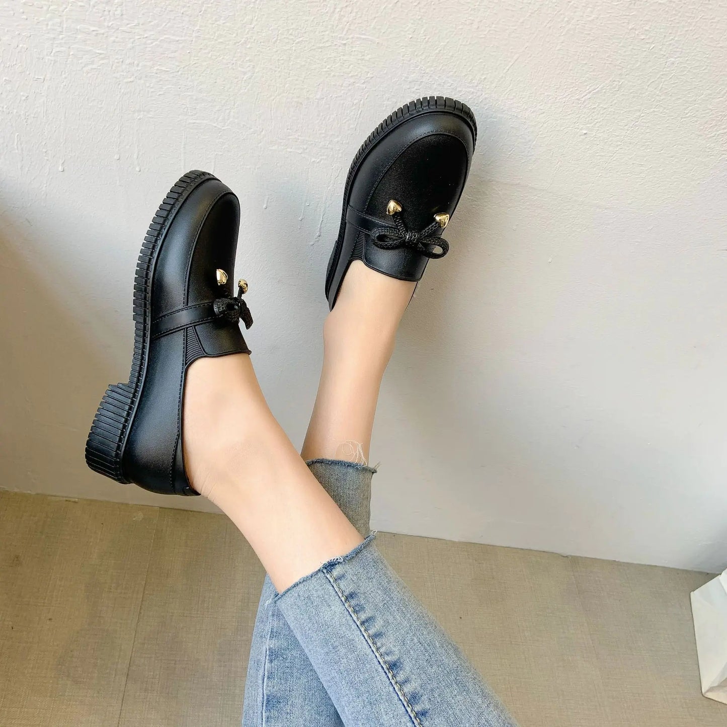 Waterproof Low Top Rain Shoes with Bowknot
