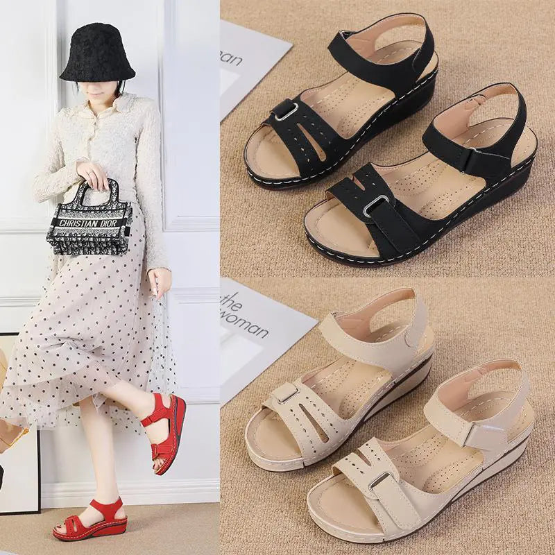 Platform Sandals with Velcro Strap