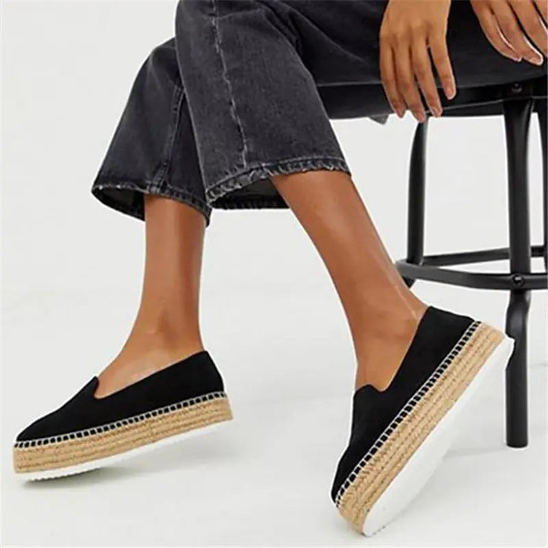 Flat Shoes with Thick Platform and Jute Sole