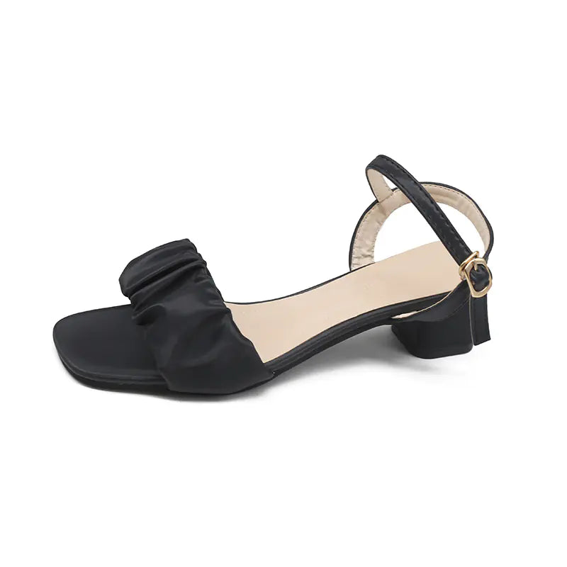 Strap Sandals for Women - Square Toe and Mid Heel