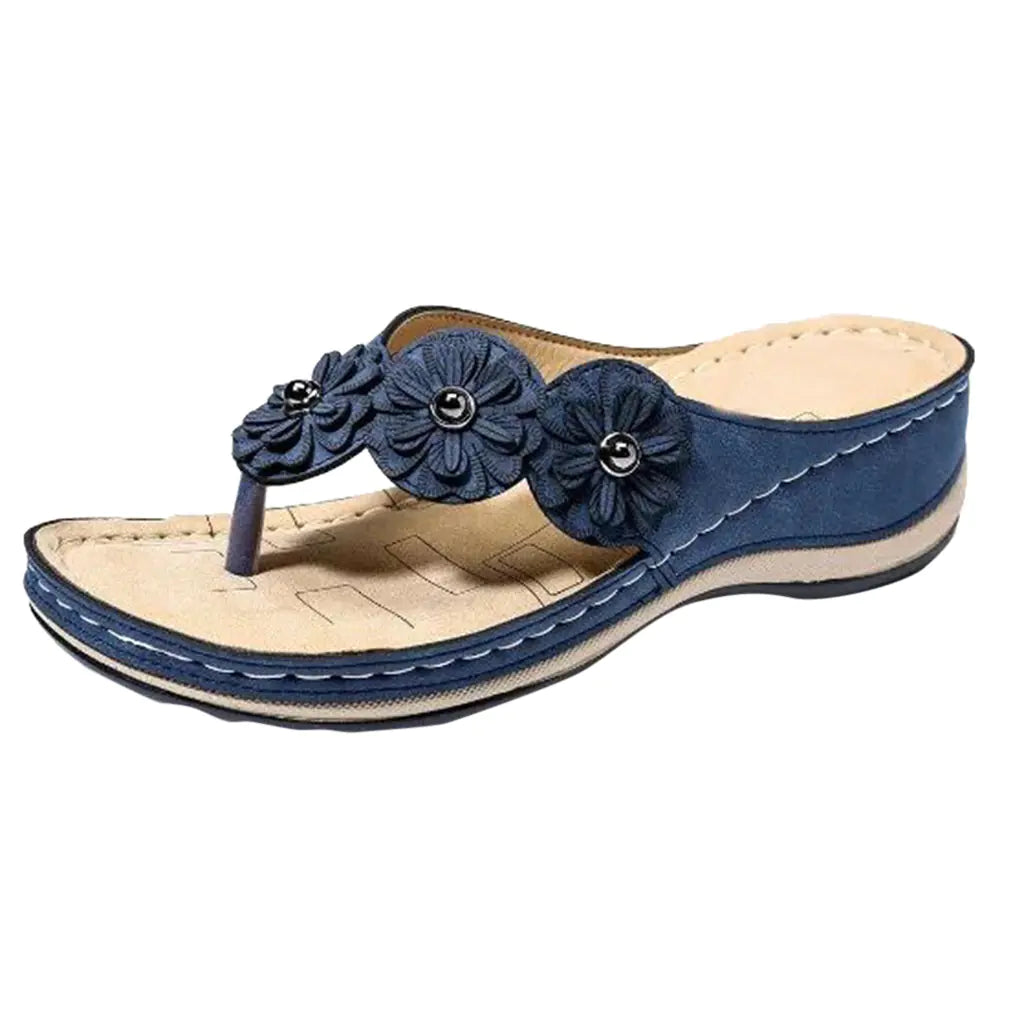 Vintage Floral Round Toe Casual Women's Sandals