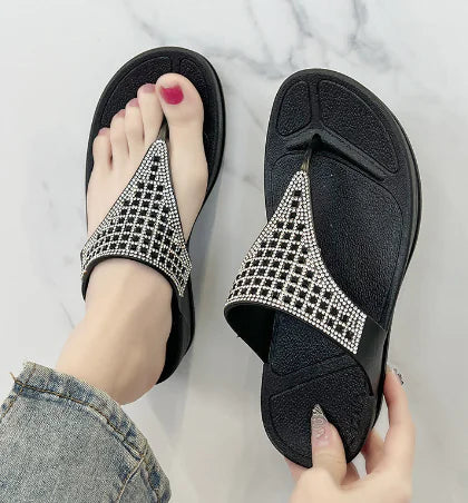 Rhinestone Sponge Cake Flip-flops Sandals