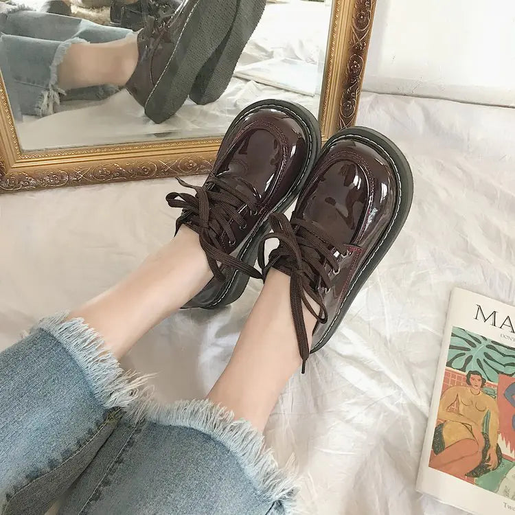 Retro Style Korean Schoolgirl Platform Shoes