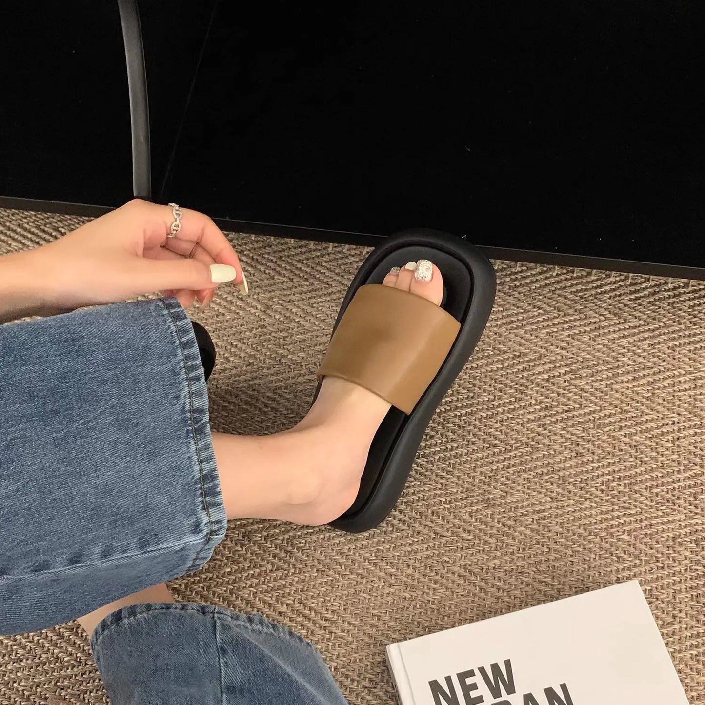 Women's French Platform Slides