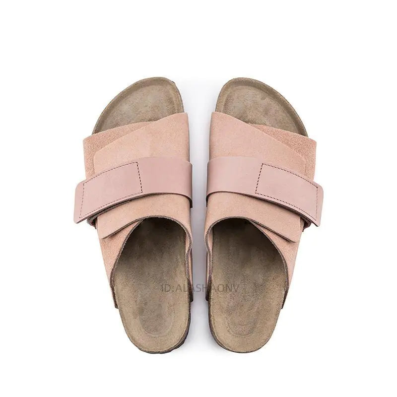 Full Leather Cork Sole Slip-On Sandals