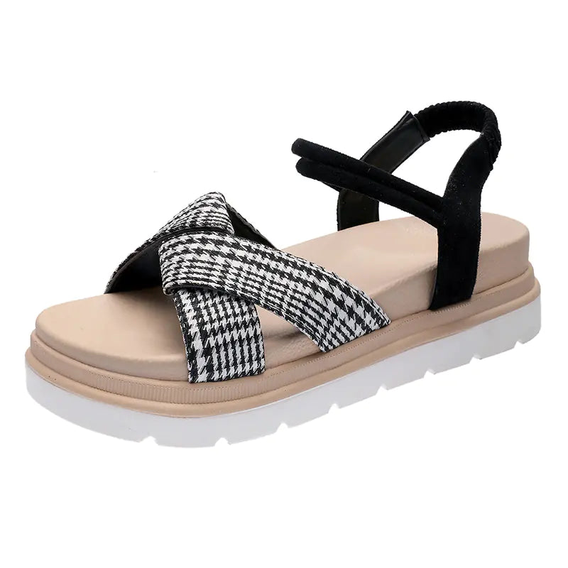 Korean Style Cross Check Sandals