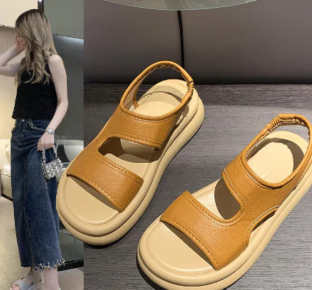 Soft Leather Platform Sport Sandals
