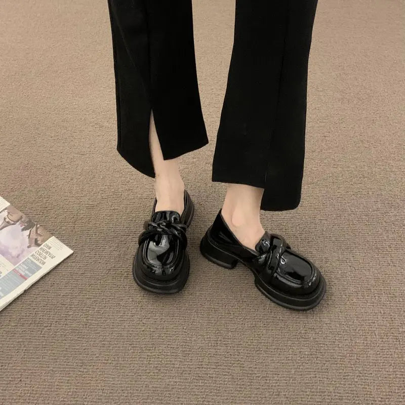 Japanese Thick Sole Round Toe Small Leather Shoes