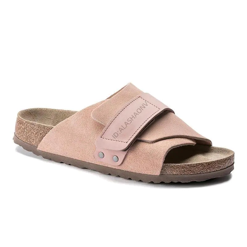 Full Leather Cork Sole Slip-On Sandals