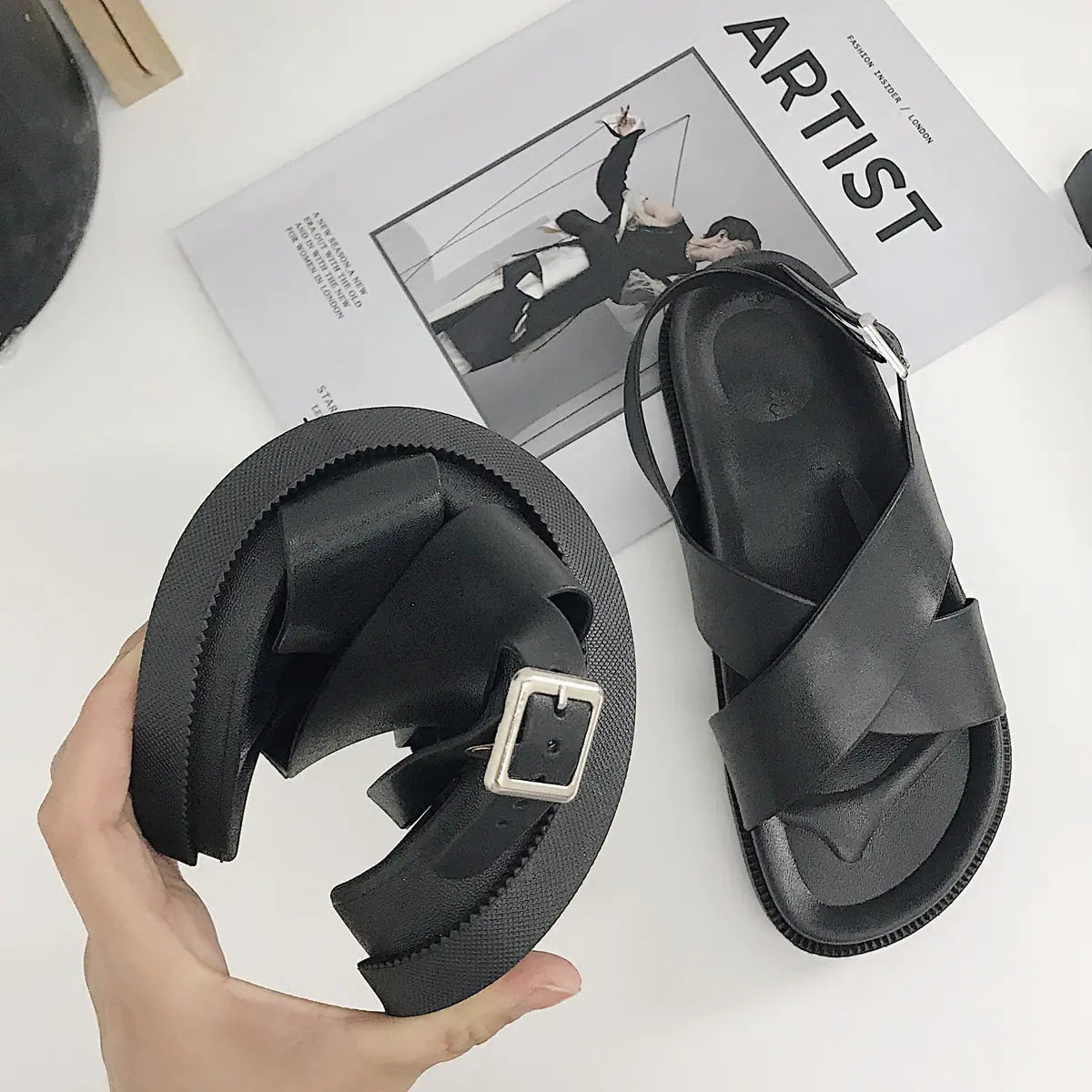 Preppy Style Cross Roman Sandals
