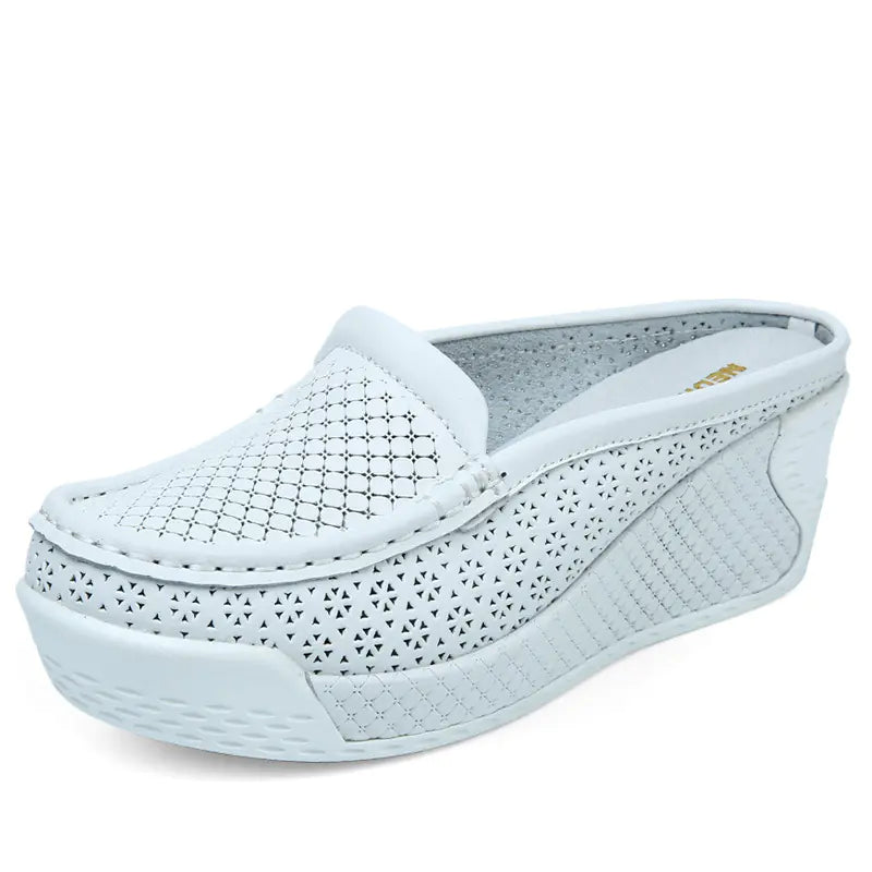 Waterproof Leather Wedge Sandals