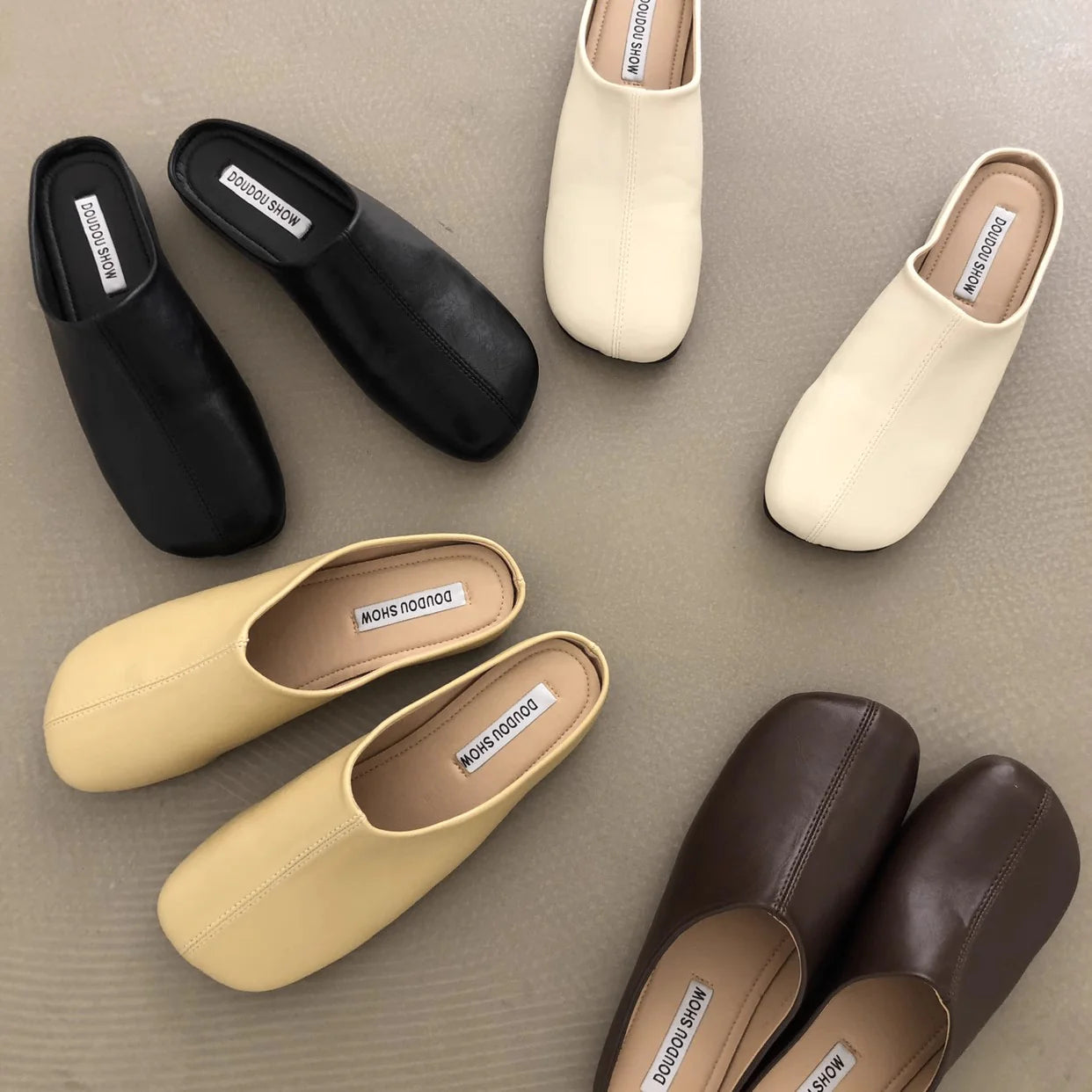 Soft Leather Low Heel Baotou Sandals