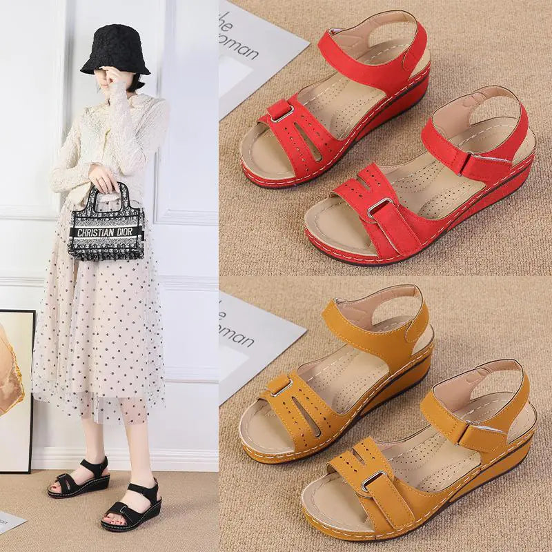 Platform Sandals with Velcro Strap