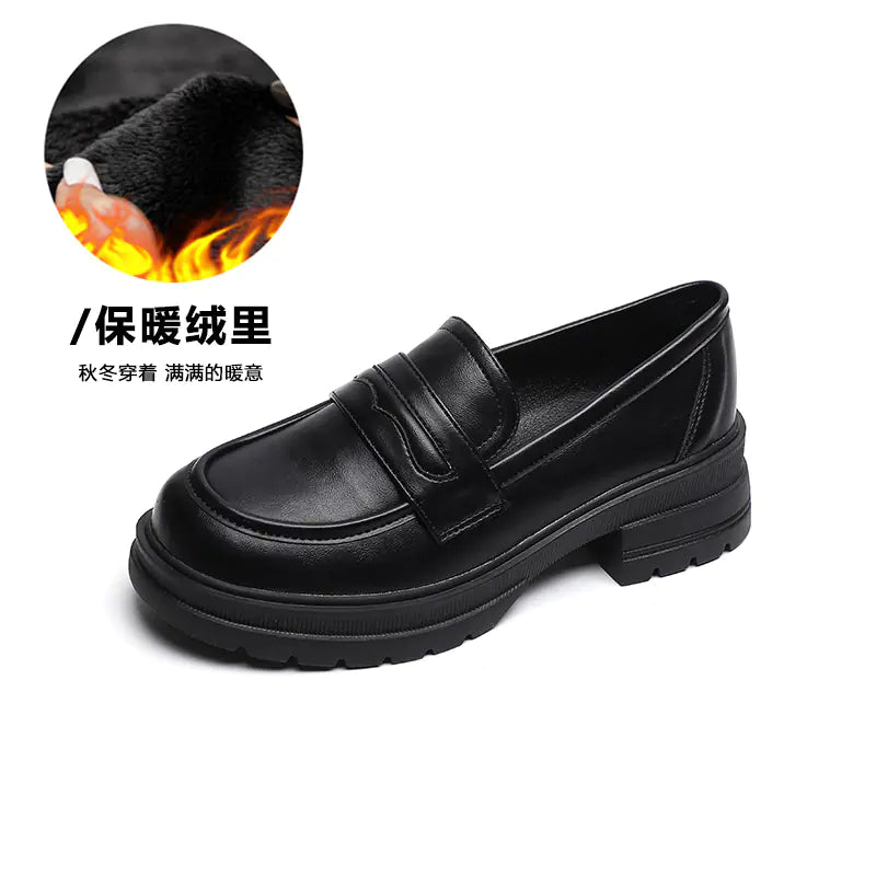 Thick Sole Loafers Retro Leather Shoes