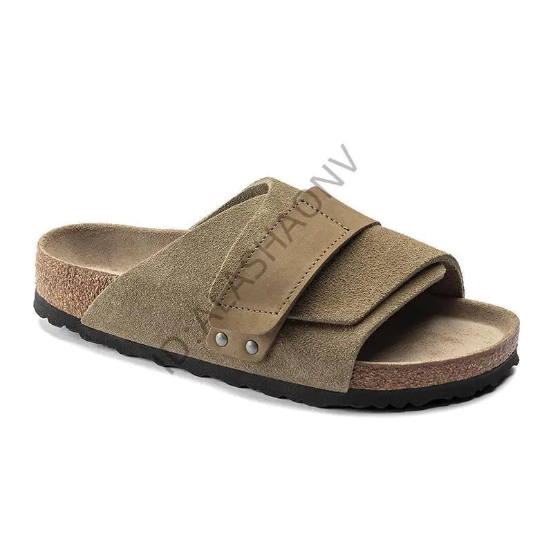 Full Leather Cork Sole Slip-On Sandals