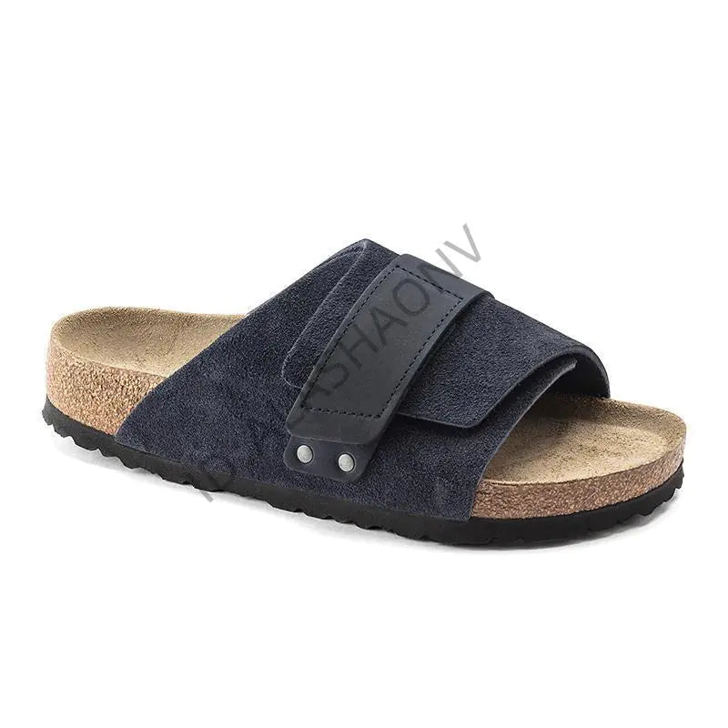 Full Leather Cork Sole Slip-On Sandals
