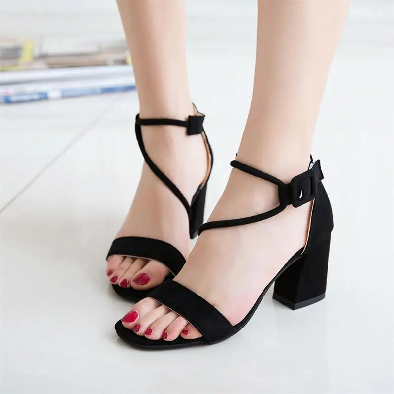 Chunky High Heel Ankle Strap