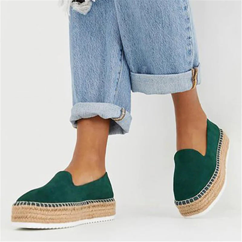 Flat Shoes with Thick Platform and Jute Sole