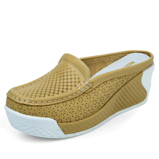 Waterproof Leather Wedge Sandals
