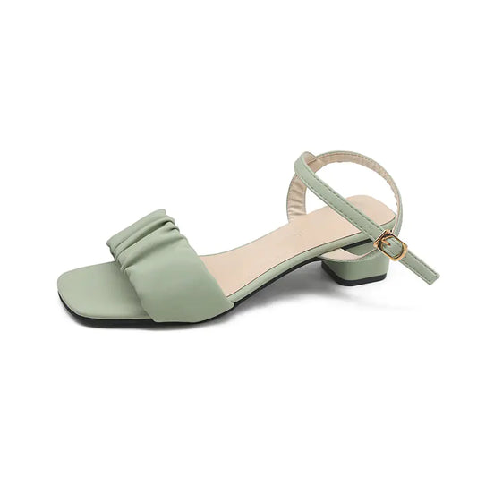 Strap Sandals for Women - Square Toe and Mid Heel