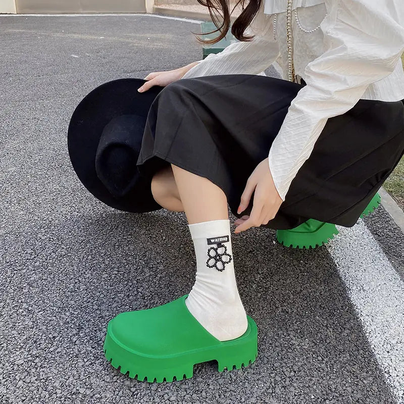 Casual Thick Bottom Outer Wear Toe Shoes