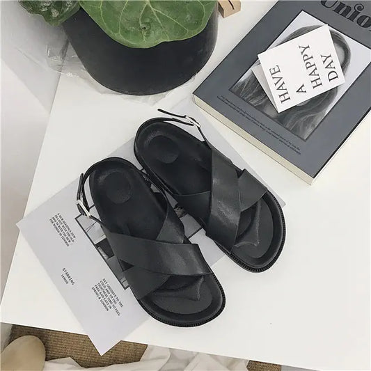 Preppy Style Cross Roman Sandals