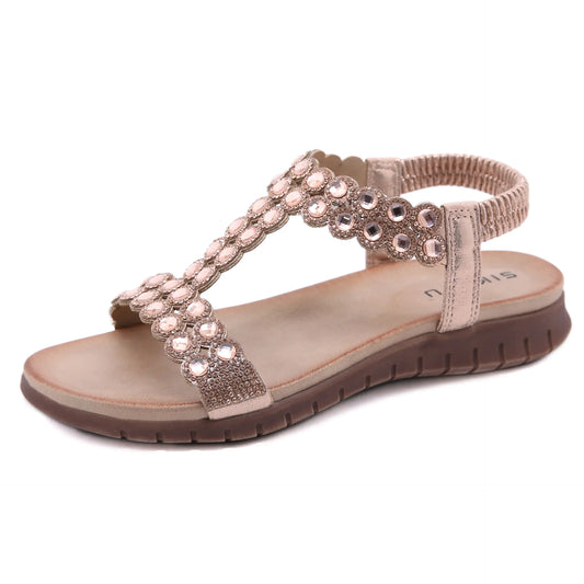 New Retro Beaded Rhinestone Sandals