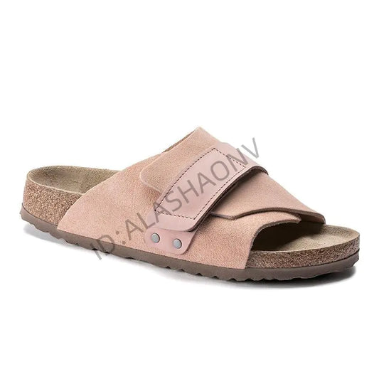 Full Leather Cork Sole Slip-On Sandals