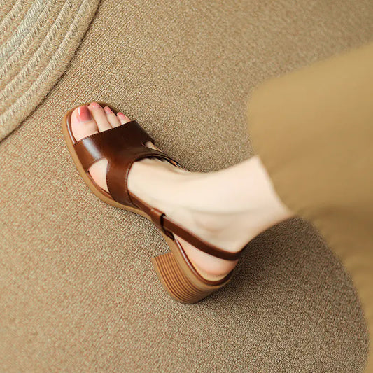 Minimalist Women's Open-Toe Chunky Heel
