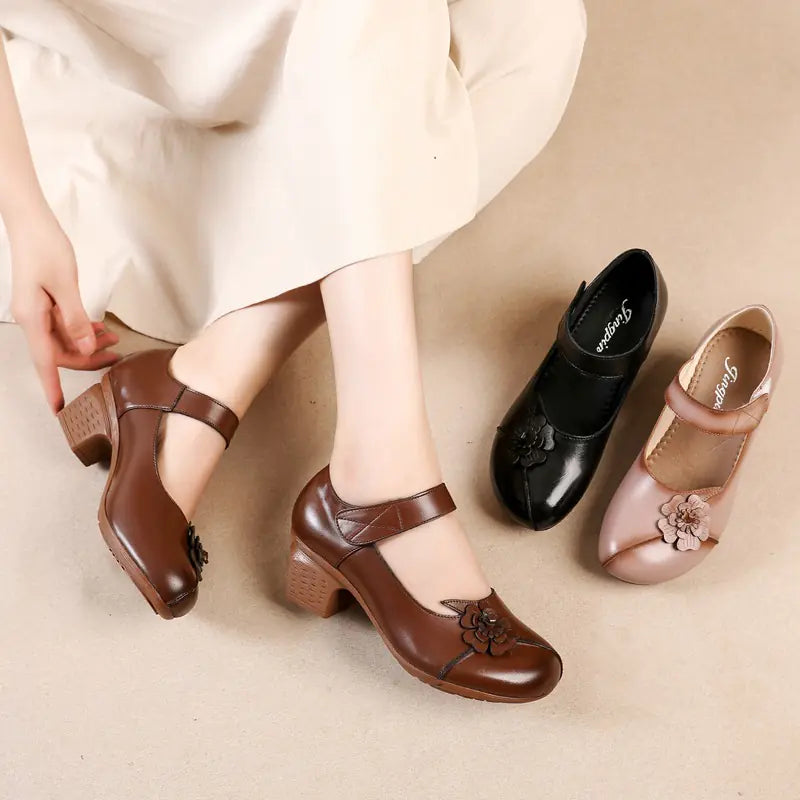 Genuine Leather Vintage Mary Jane Shoes
