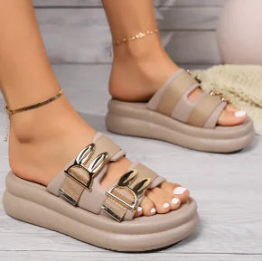 Adjustable Double Buckle Sandals