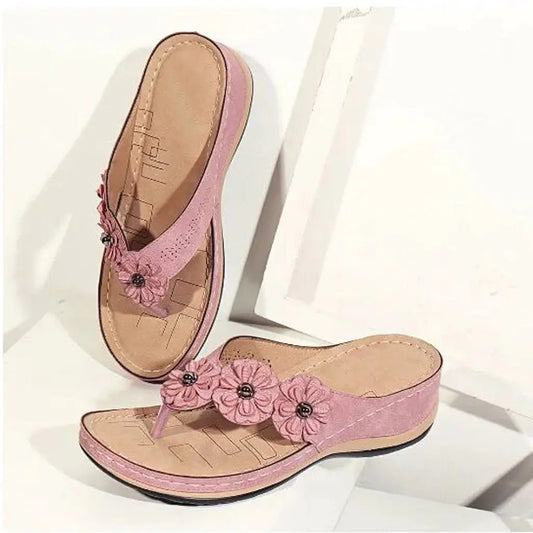 Vintage Floral Round Toe Casual Women's Sandals