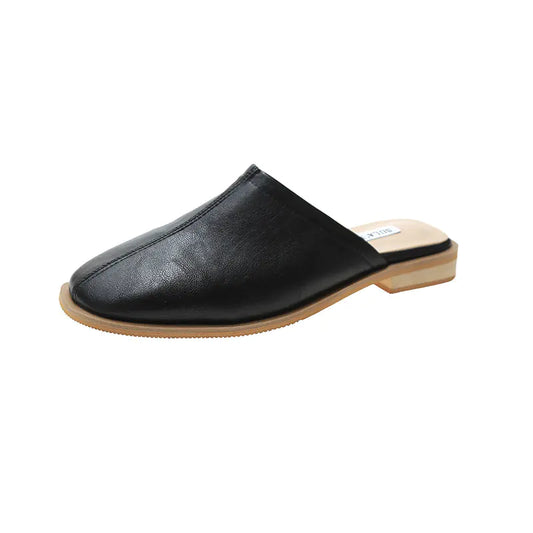 Soft Leather Low Heel Baotou Sandals